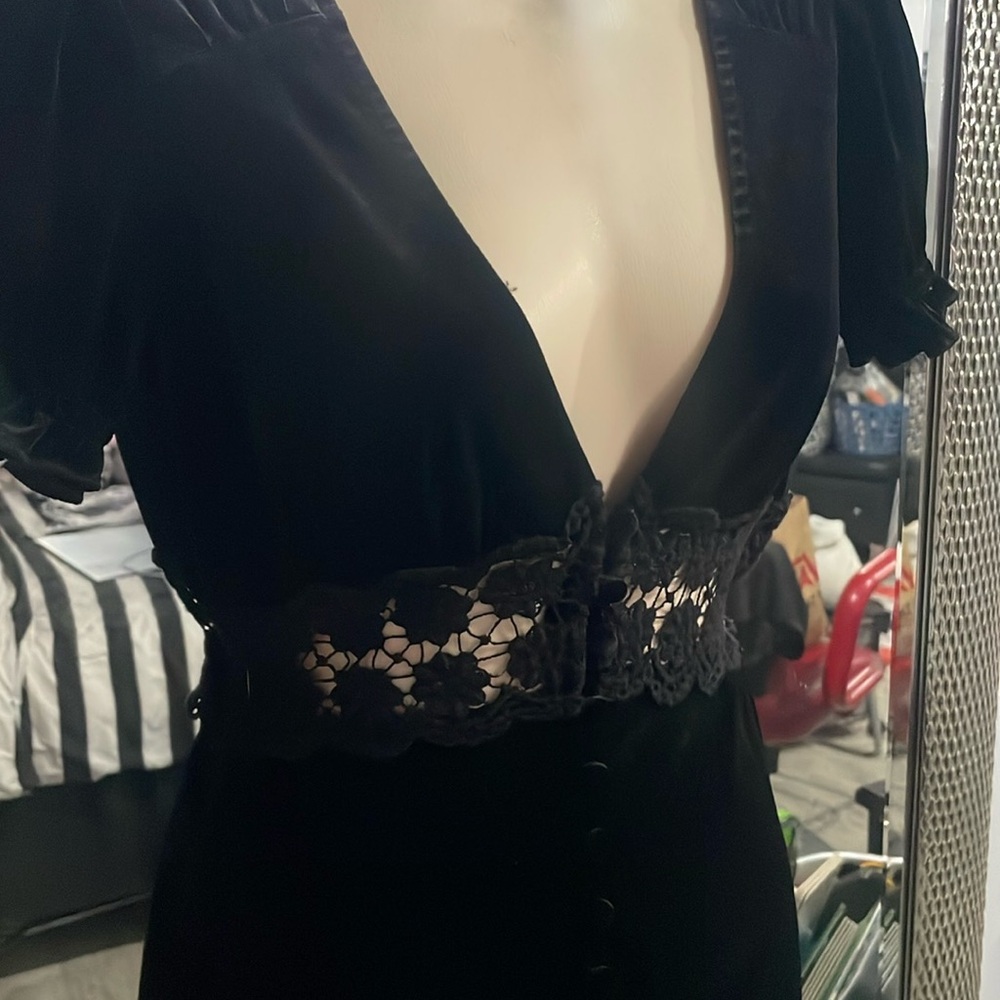 Black Lace Button-Up Top